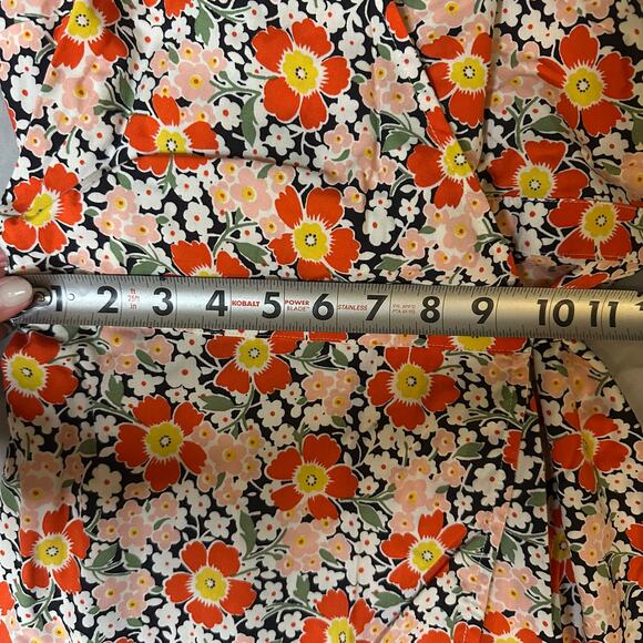 J.Crew Mercantile Orange Floral Wrap Midi Dress-XS - Picture 7 of 13